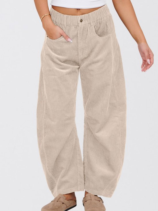 Damen Unifarben Lang Elastische Taille Hose Lässig Frühling/Herbst Hose