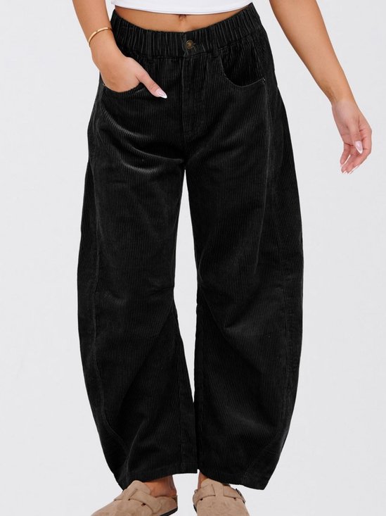 Damen Unifarben Lang Elastische Taille Hose Lässig Frühling/Herbst Hose