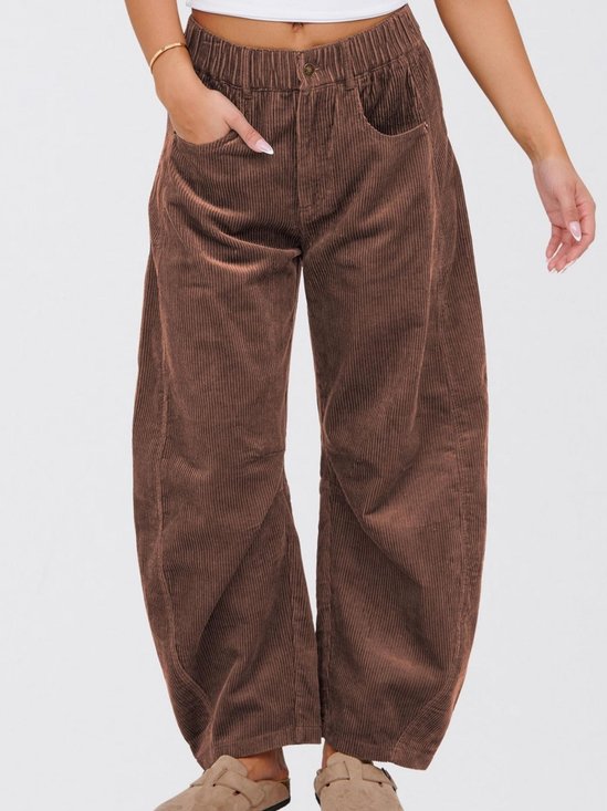 Damen Unifarben Lang Elastische Taille Hose Lässig Frühling/Herbst Hose