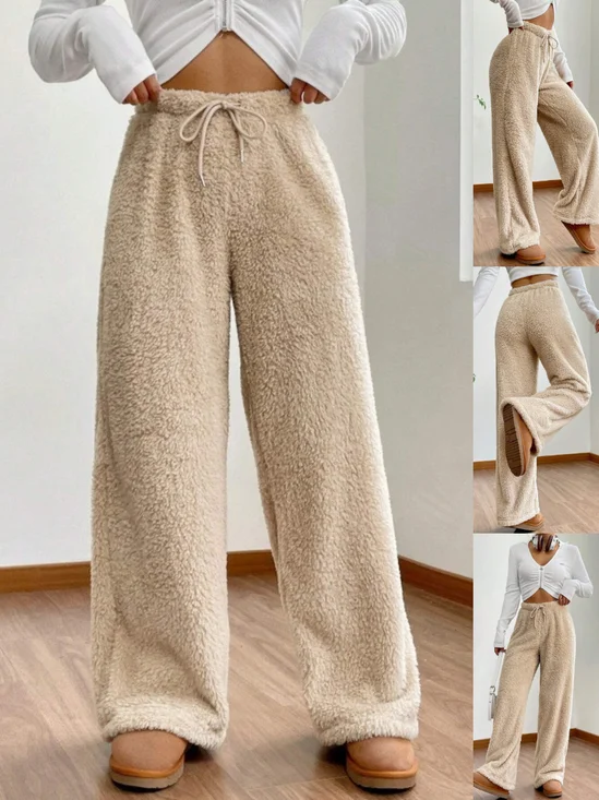 Damen Unifarben Lang Elastische Taille Hose Lässig Frühling/Herbst Hose