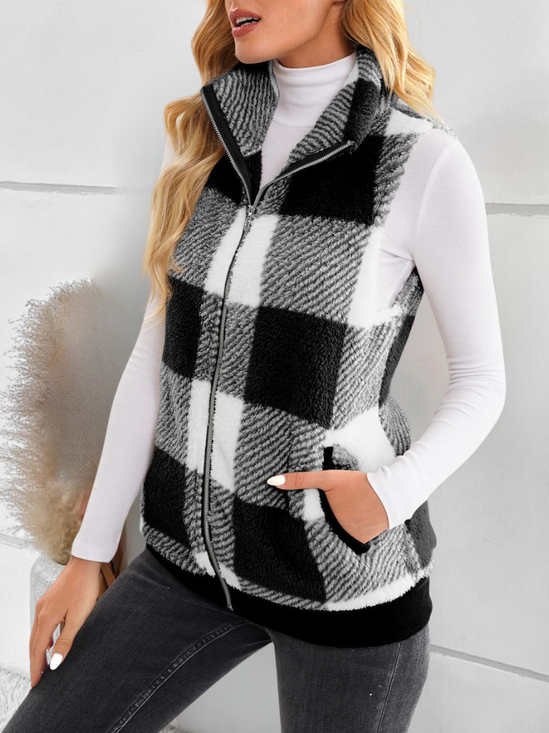 Polyester Baumwolle Stehkragen Elegant Tanktop