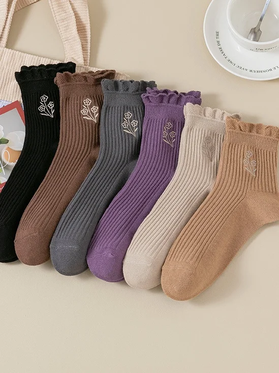 Baumwolle Stickerei Schweißabsorbierend Modisch japanisch Stil Süß Pilz Spitze Mittelrohr Damen Socken Atmungsaktiv Haufen Socken