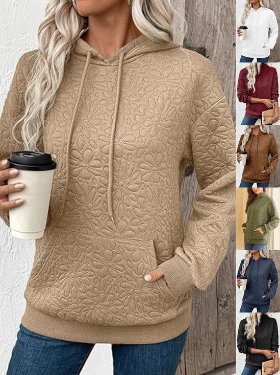 Damen Geblümt Kapuze Jacquard Lässig Frühling/Herbst Langarm Sweatshirt