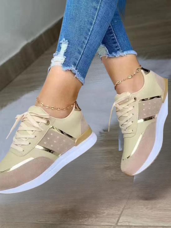 Farbblock Urban Textil Alle Jahreszeiten Flache Schuhe