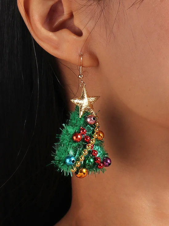 Weihnachten Bunt DIY Schmuck Weihnachtsbaum Glocke Elch Ohrringe Persönlichkeit Felt Ohrringe
