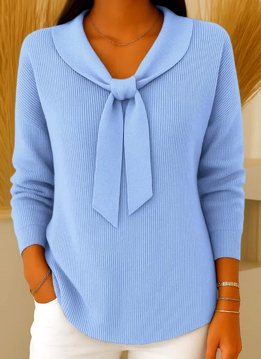 Damen Unifarben Frühling/Herbst Lässig Langarm V-Ausschnitt Baumwolle Pullover