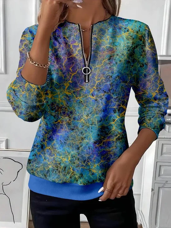 Damen Abstrakt Rundhals Print Lässig Frühling/Herbst Langarm Sweatshirt