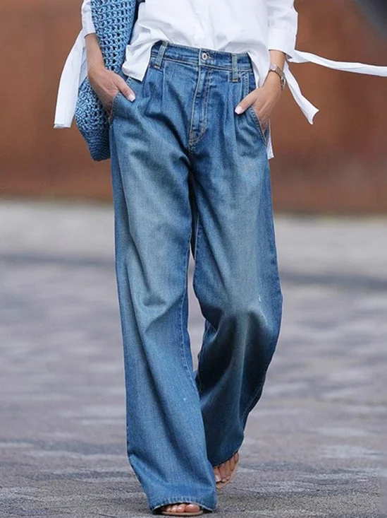 Damen Unifarben Lang Elastische Taille Hose Lässig Frühling/Herbst Hose