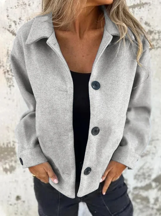 Damen Frühling/Herbst Oberbekleidung Retro Nahtverarbeitung Unifarben Langarm Schalkragen Jacke