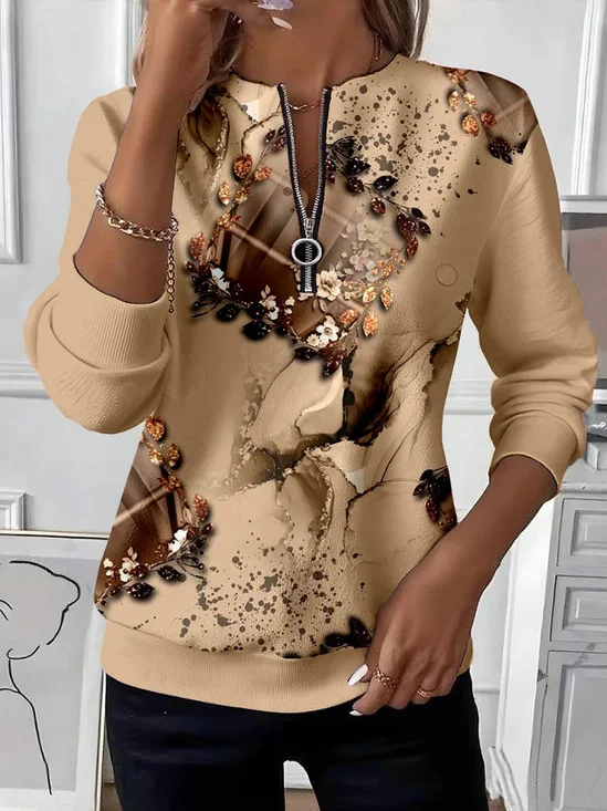 Damen Abstrakt Rundhals Print Lässig Frühling/Herbst Langarm Sweatshirt