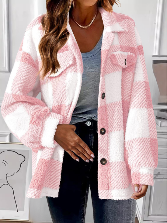 Damen Frühling/Herbst Oberbekleidung Retro Print Farbblock Langarm Schalkragen Jacke