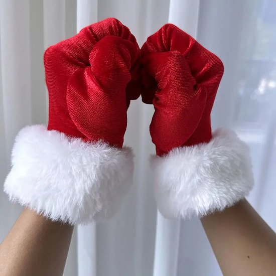 Damen Weihnachten Handschuhe Mit Kunstpelz Trimmen Elastisch Party Warm Dekoration
