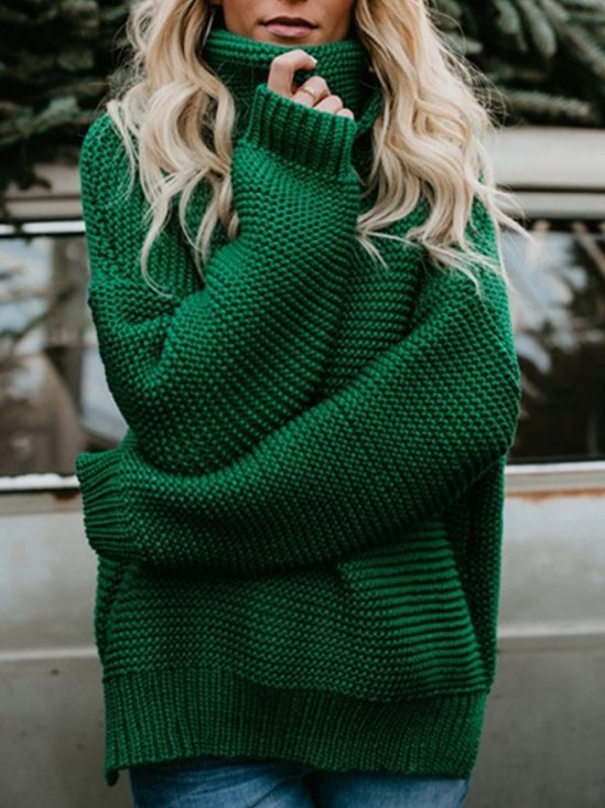 Damen Unifarben Nahtverarbeitung Winter Straße Langarm Rollkragen Pullover
