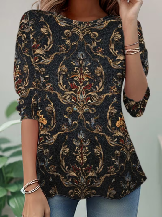 Damen Abstrakt Langarm T-Shirts T-Shirt Rundhals Lässig Frühling/Herbst Tunika Oberteile