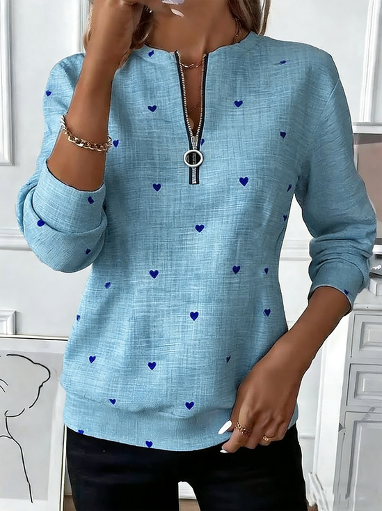 Damen Herz/Herz Rundhals Retro Frühling/Herbst Langarm Sweatshirt