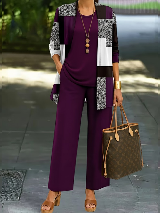 Damen Unifarben Zweiteiliges Set Täglich Langarm Lässig Frühling/Herbst Mehrteiliges Set Matching Set