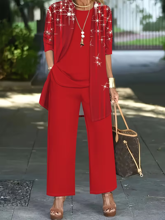 Damen Unifarben Zweiteiliges Set Täglich Langarm Lässig Frühling/Herbst Mehrteiliges Set Matching Set