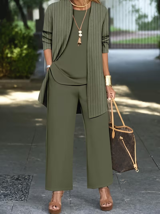 Damen Gestreift Zweiteiliges Set Täglich Langarm Lässig Frühling/Herbst Mehrteiliges Set Matching Set