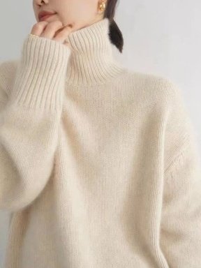 Damen Unifarben Nahtverarbeitung Winter Straße Langarm Rollkragen Pullover
