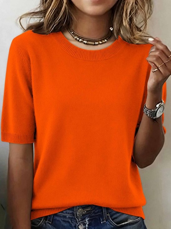 Weit Unifarben Straße Nahtverarbeitung Pullover