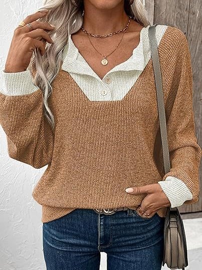 Nahtverarbeitung Weit Einfach Farbblock Sweatshirt