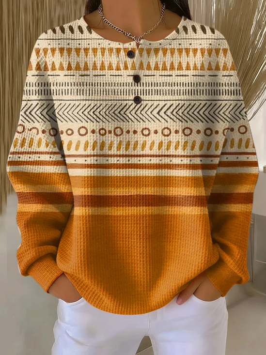 Damen Abstrakt Rundhals Print Lässig Frühling/Herbst Langarm Sweatshirt