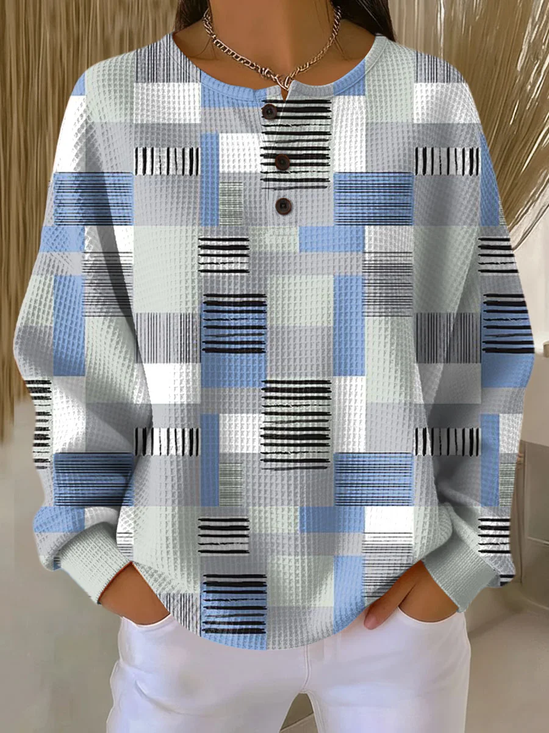 Damen Abstrakt Rundhals Print Lässig Frühling/Herbst Langarm Sweatshirt