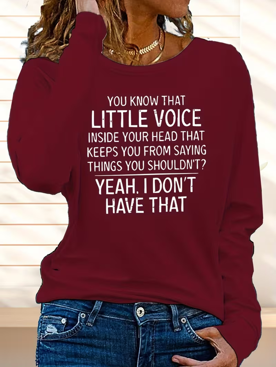 Damen Textbriefe Langarm T-Shirts T-Shirt Rundhals Print Lässig T-Shirt mit Grafik Frühling/Herbst Oberteile