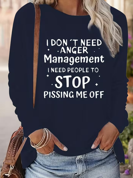 Damen Textbriefe Langarm T-Shirts T-Shirt Rundhals Print Lässig T-Shirt mit Grafik Frühling/Herbst Oberteile