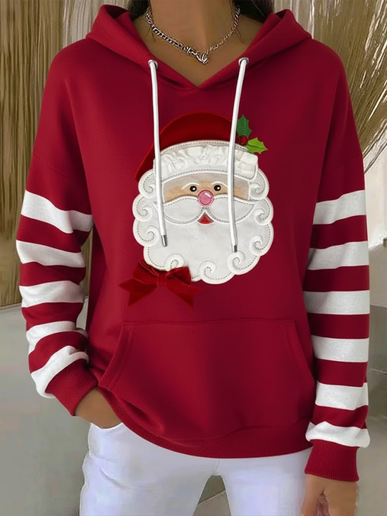 Damen Gestreift Frühling/Herbst Print Langarm Lässig Täglich Kapuze