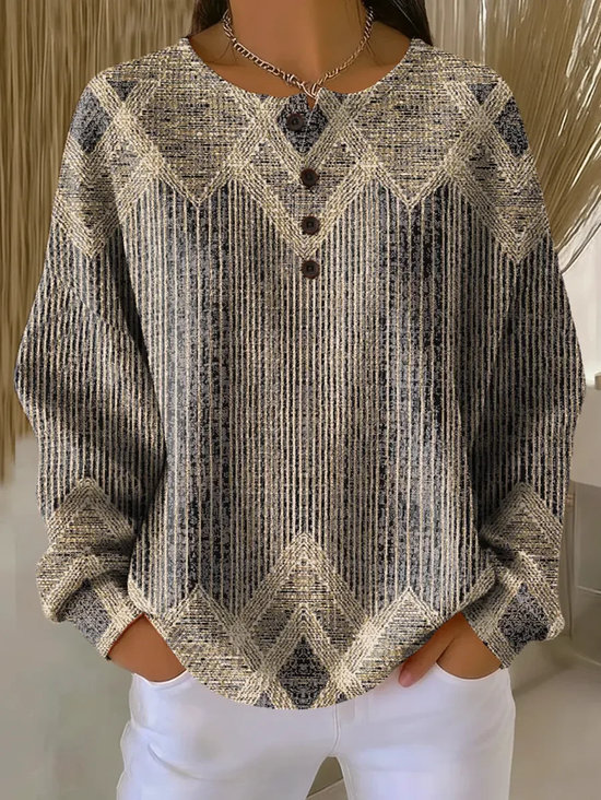 Damen Abstrakt Rundhals Print Lässig Frühling/Herbst Langarm Sweatshirt