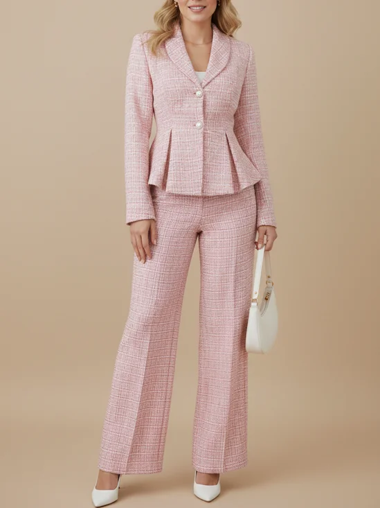 Damen Kariert Lang Elastische Taille Hose Lässig Frühling/Herbst Hose