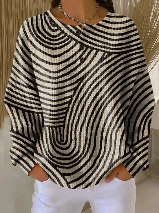 Damen Abstrakt Rundhals Print Lässig Frühling/Herbst Langarm Sweatshirt