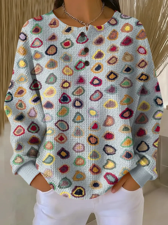 Damen Abstrakt Rundhals Print Lässig Frühling/Herbst Langarm Sweatshirt