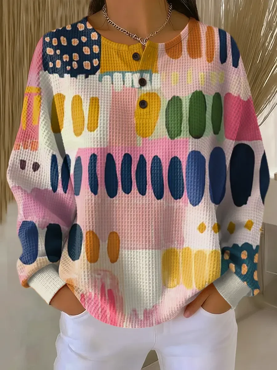 Damen Abstrakt Rundhals Print Lässig Frühling/Herbst Langarm Sweatshirt