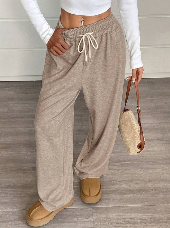 Damen Unifarben Lang Elastische Taille Hose Lässig Frühling/Herbst Hose
