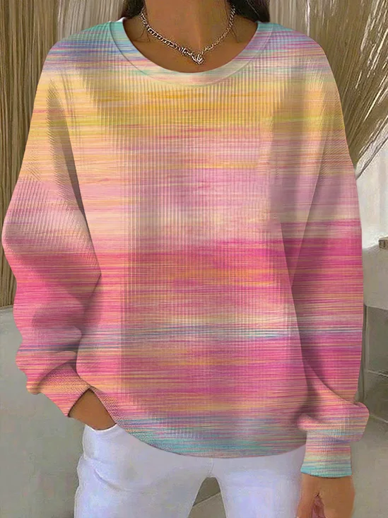 Damen Abstrakt Rundhals Print Lässig Frühling/Herbst Langarm Sweatshirt