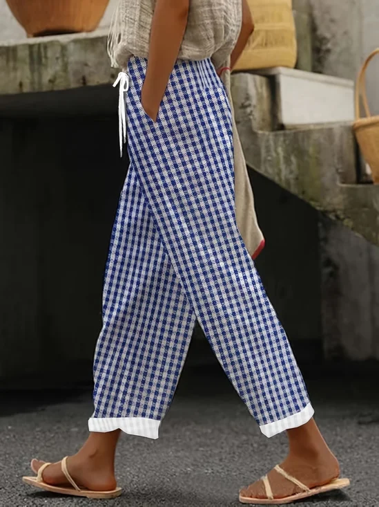 Damen Kariert Lang Hose Lässig Frühling/Herbst Hose