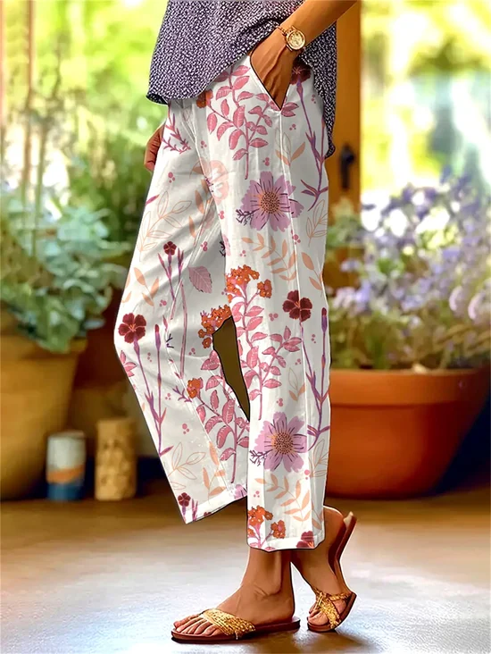 Damen Geblümt Knöchelhose Hose Lässig Frühling/Herbst Hose