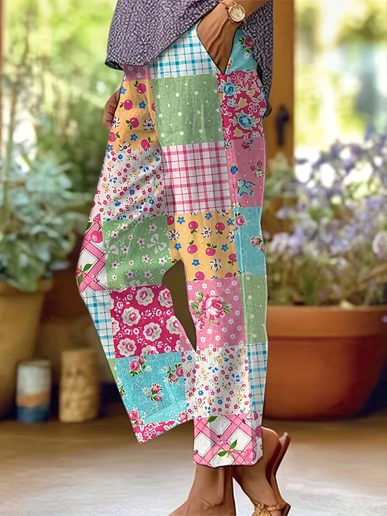 Damen Geblümt Knöchelhose Hose Lässig Frühling/Herbst Hose