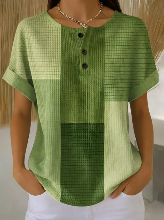 Damen Abstrakt Kurzarm T-Shirts T-Shirt Rundhals Print Retro Sommer Oberteile