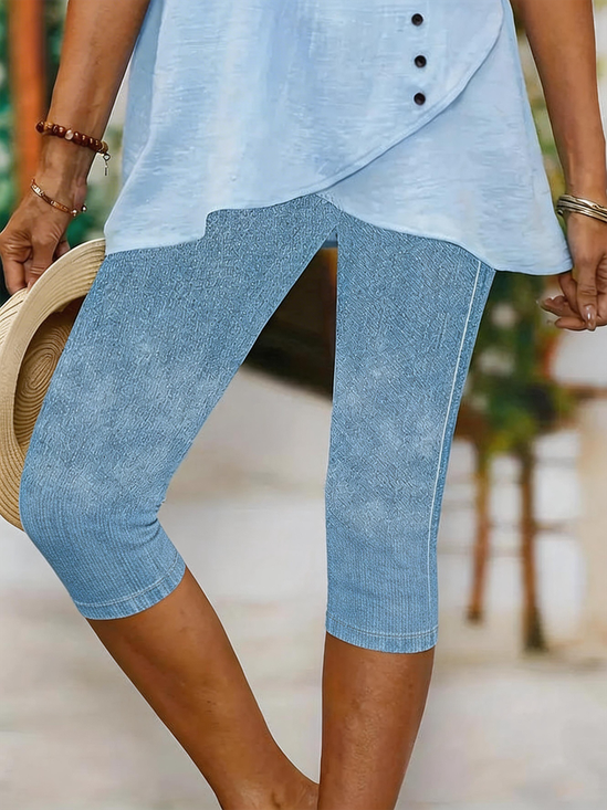 Damen Spitze Caprihosen Elastische Taille Hose Lässig Sommer Hose