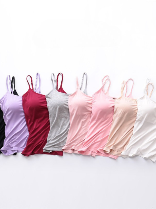 Damen Ärmellos Tanktop Leibchen Sommer Unifarben Nahtverarbeitung Rundhals Täglich Lässig Oberteile