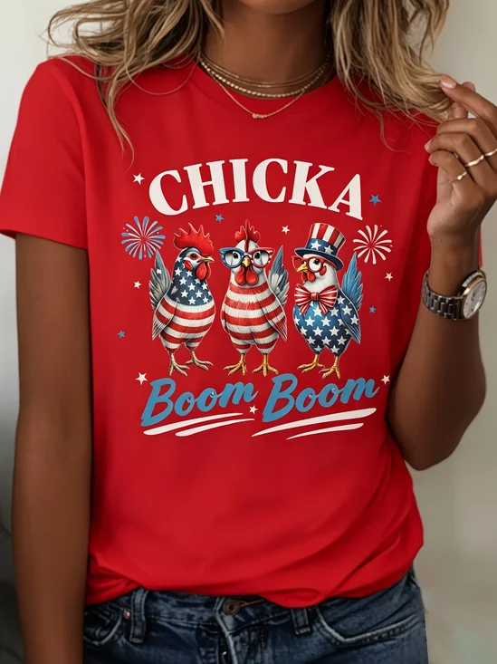 Damen Tag der Unabhängigkeit (Flagge) Kurzarm T-Shirts T-Shirt Rundhals Print Lässig T-Shirt mit Grafik Sommer Oberteile