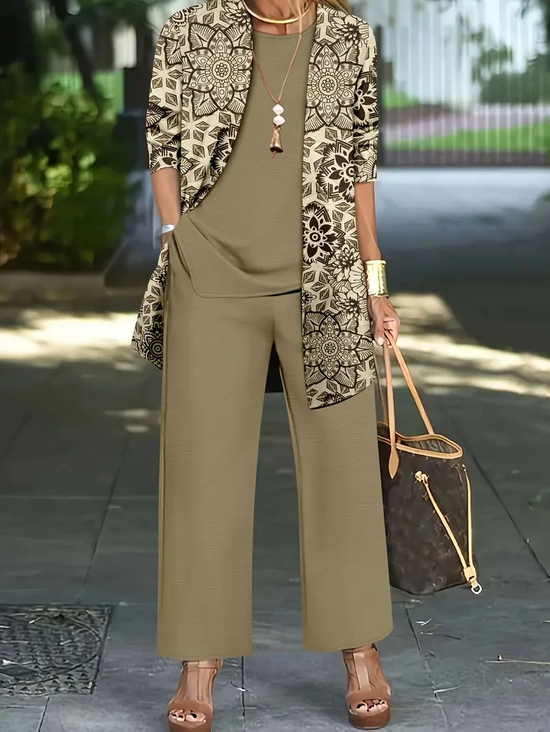 Damen Abstrakt Print Matching Kostüm Täglich Langarm Lässig Frühling/Herbst Mehrteiliges Set Matching Set