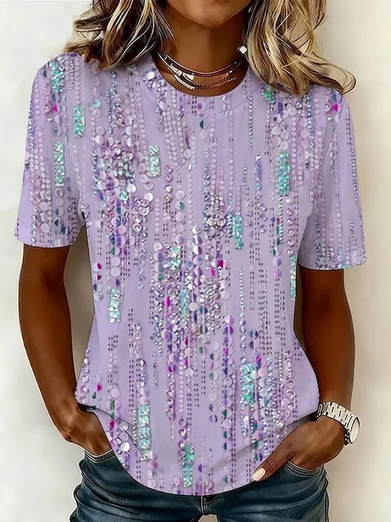 Damen Abstrakt Kurzarm T-Shirts T-Shirt Rundhals Print Lässig T-Shirt mit Grafik Sommer Oberteile