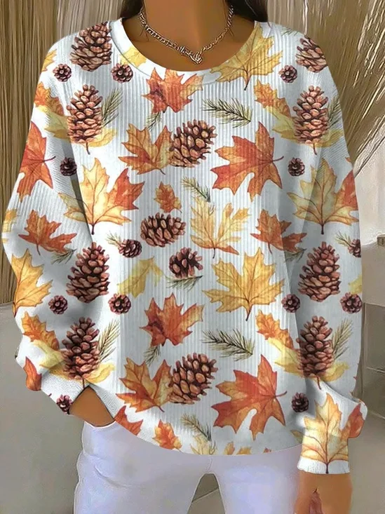 Damen Pflanzen Rundhals Print Lässig Frühling/Herbst Langarm Sweatshirt