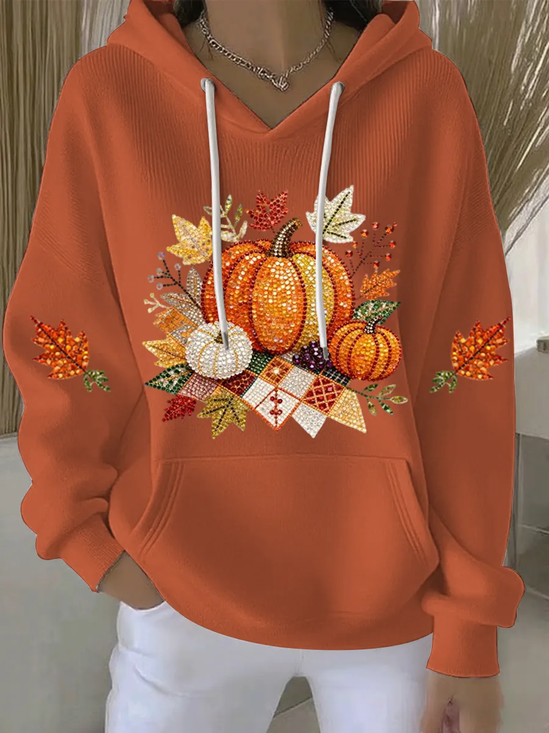 Damen Geblümt Print Langarm Lässig Täglich Frühling/Herbst Kapuze