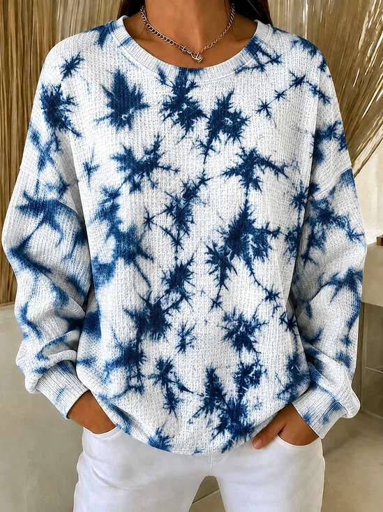 Damen Tie-Dye-Muster Rundhals Lässig Frühling/Herbst Langarm Sweatshirt