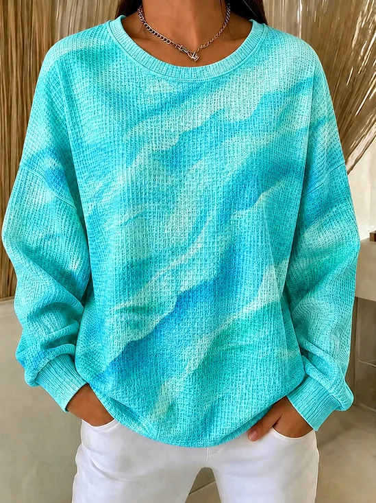 Damen Tie-Dye-Muster Rundhals Lässig Frühling/Herbst Langarm Sweatshirt